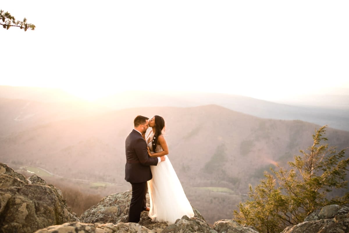 An intimate elopement at Ravens Rock off of the Blue Ridge Parkway near Charlottesville, Virginia